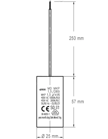 Condensateur permanent Comar de 1,5 µF à câble