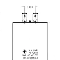 Schéma côtes et dimensions du condensateur de 45uF