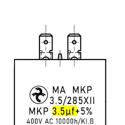 Côtes et dimensions du condensateur de 3.5uF