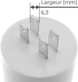 Côtes et dimensions du condensateur de 18uF